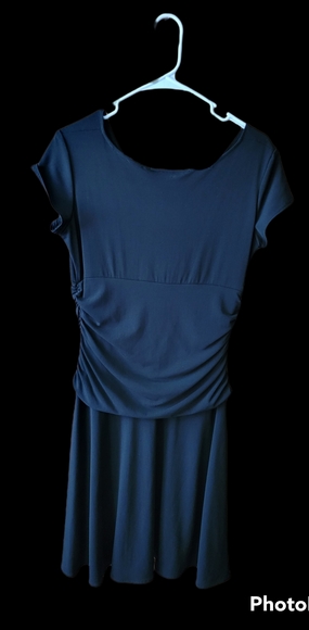 Betsy & adam black event dress medium shirt dinner wedding guest dress - Picture 2 of 3